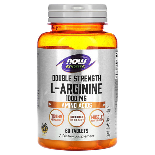 NOW Foods, Double Strength L-Arginine, 1,000 mg, 60 Tablets - Image 1