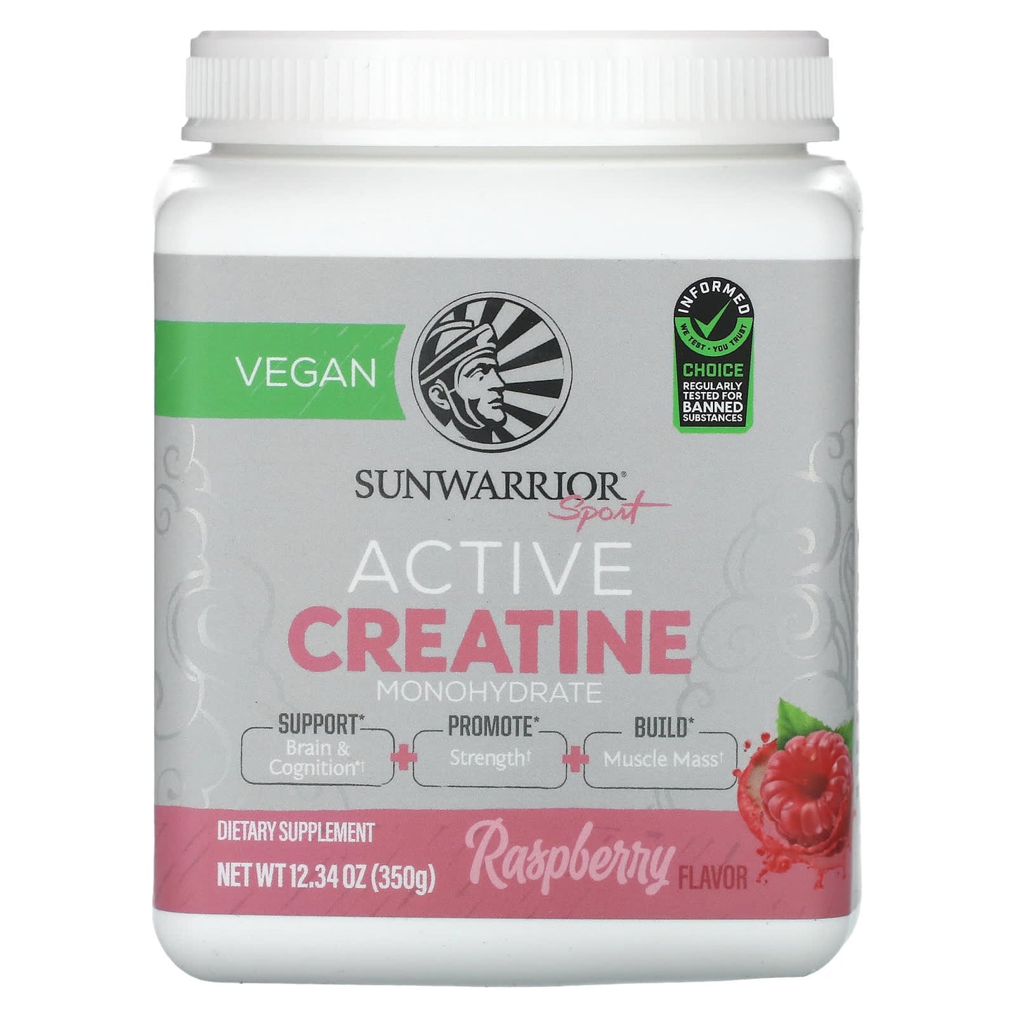 Sunwarrior, Sport, Active Creatine Monohydrate, Raspberry, 12.34 oz (350 g) - Image 1