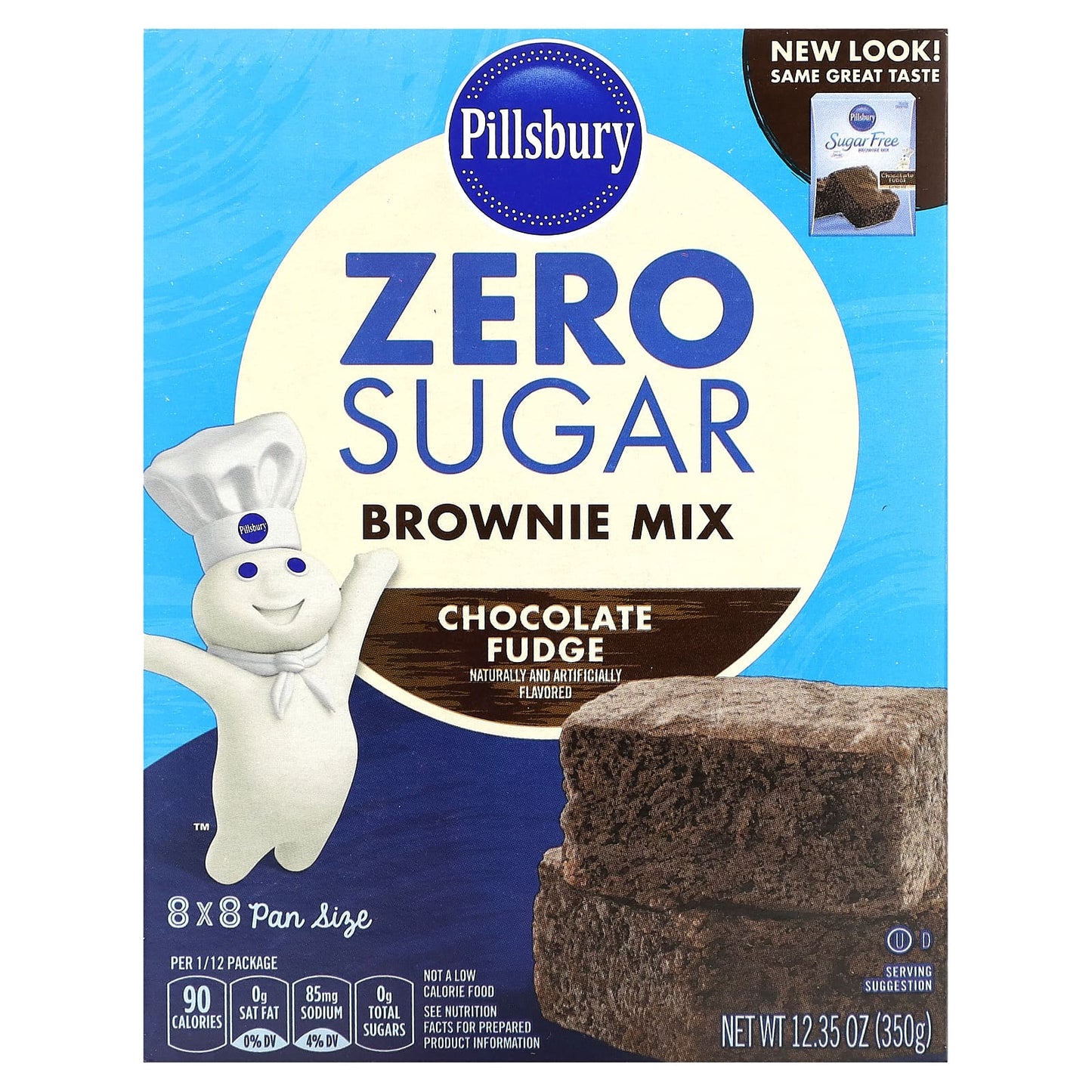 Pillsbury, Zero Sugar, Brownie Mix, Chocolate Fudge, 12.35 oz (350 g) - Image 1