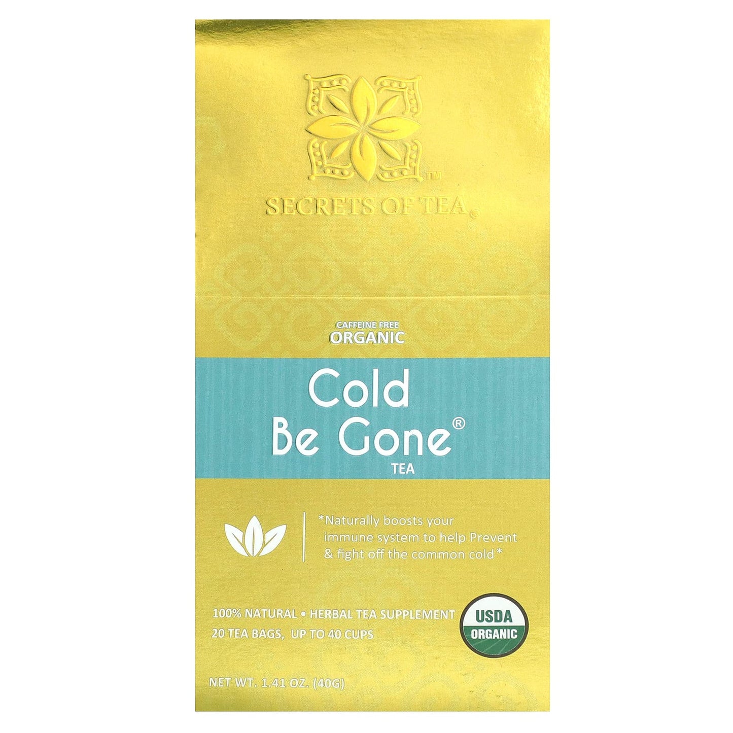 Secrets of Tea, Organic Cold Be Gone Tea, Caffeine Free, 20 Tea Bags, 1.41 oz (40 g) - Image 1