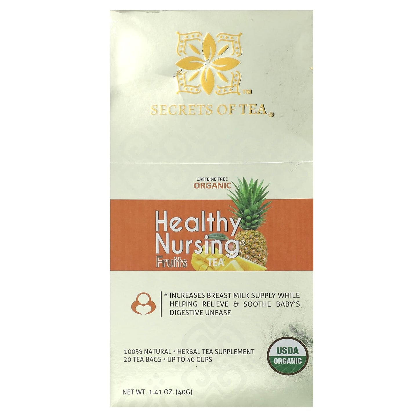 Secrets of Tea, Organic Healthy Nursing Fruits Tea, Caffeine Free, 20 Tea Bags, 1.41 oz (40 g) - Image 1