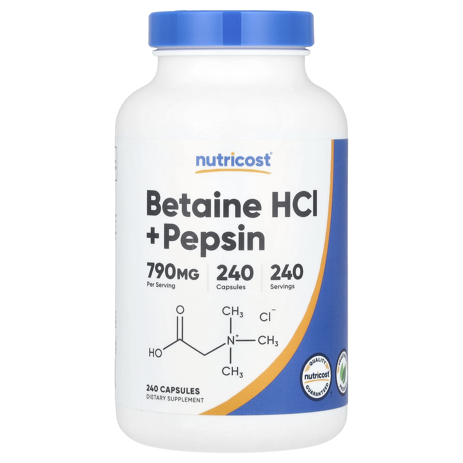 Nutricost, Betaine HCl + Pepsin, 240 Capsules - Image 1