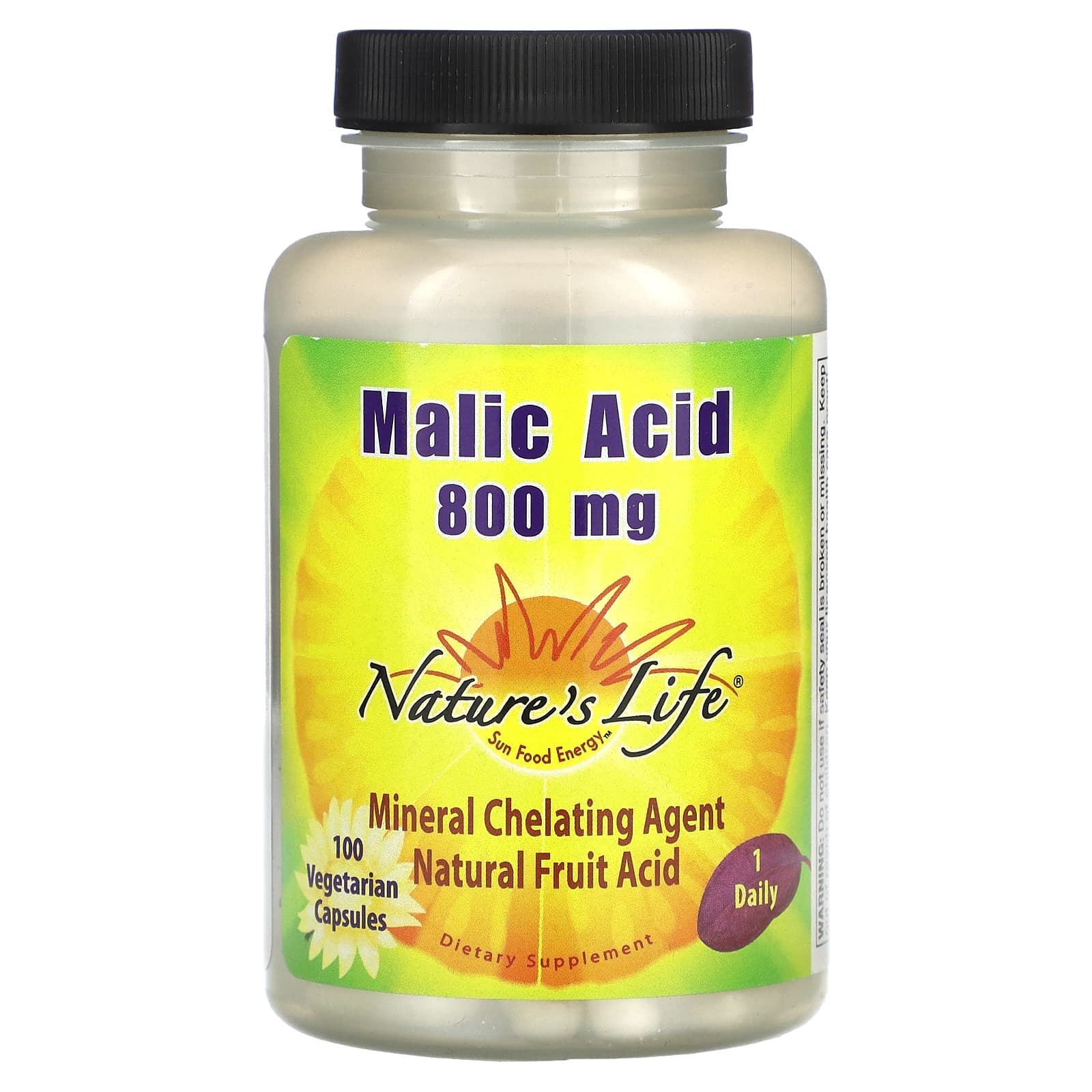 Nature's Life, Malic Acid , 800 mg, 100 Vegetarian Capsules - Image 1