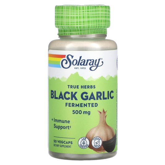 Solaray, True Herbs, Black Garlic, Fermented, 500 mg, 50 VegCaps - Image 1