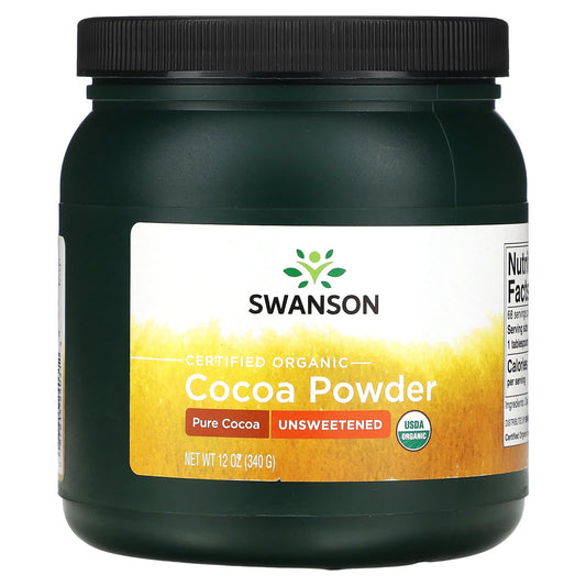 Swanson, Certified Organic Cocoa Powder, Unsweetened, 12 oz (340 g) - Image 1