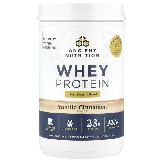 Ancient Nutrition Whey Protein Fat Loss Blend, Vanilla Cinnamon, 1.26 lb - Image 1