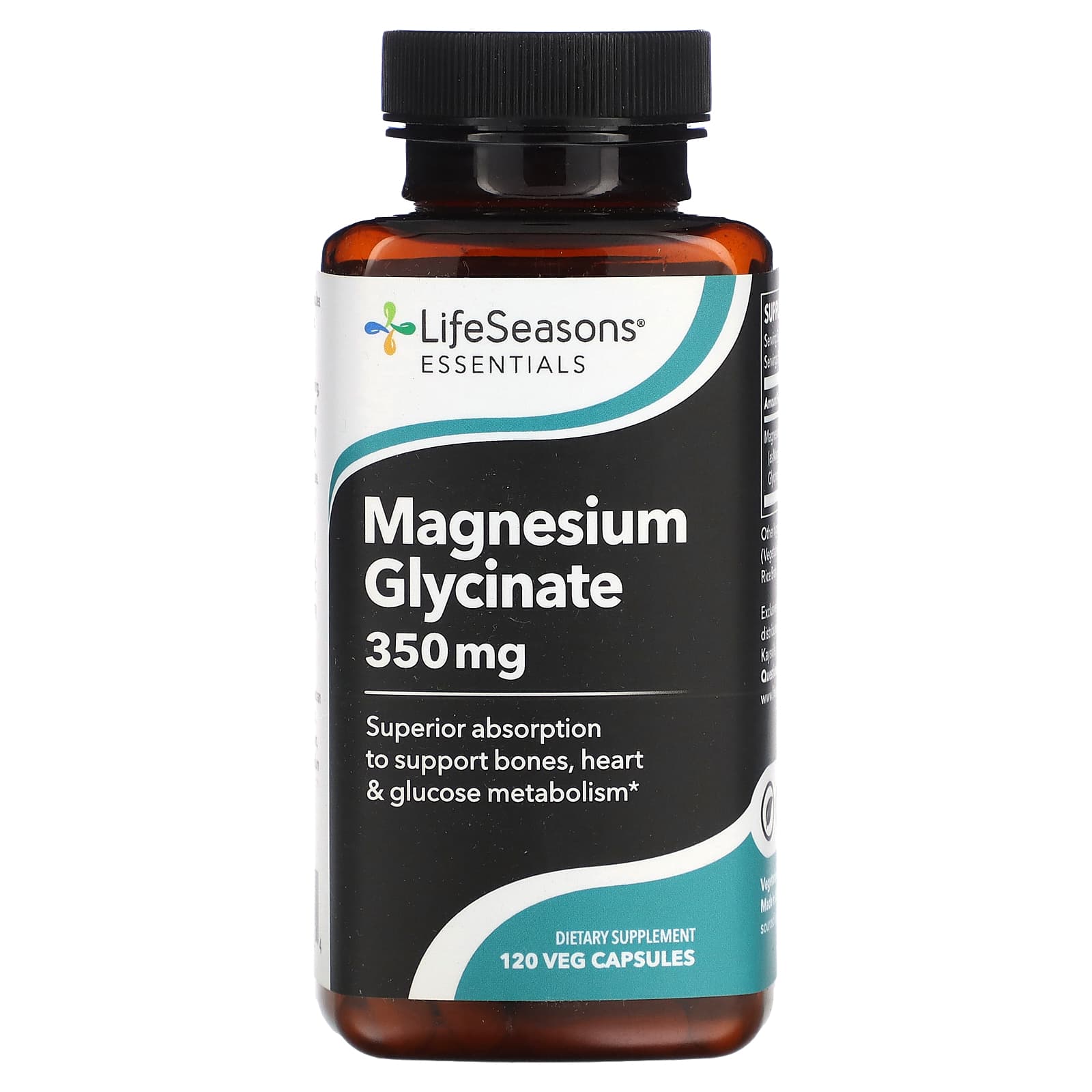 LifeSeasons, Magnesium Glycinate, 120 Veg Capsules (87.5 mg per Capsule) - Image 1