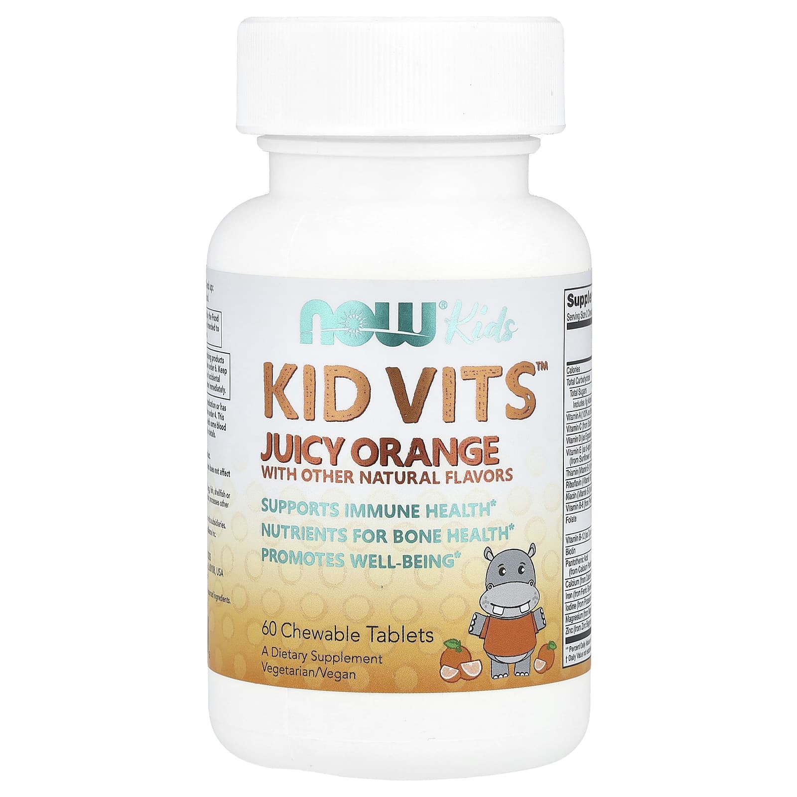NOW Foods, Kids, Kid Vits™, Juicy Orange, 60 Chewable Tablets - Image 1