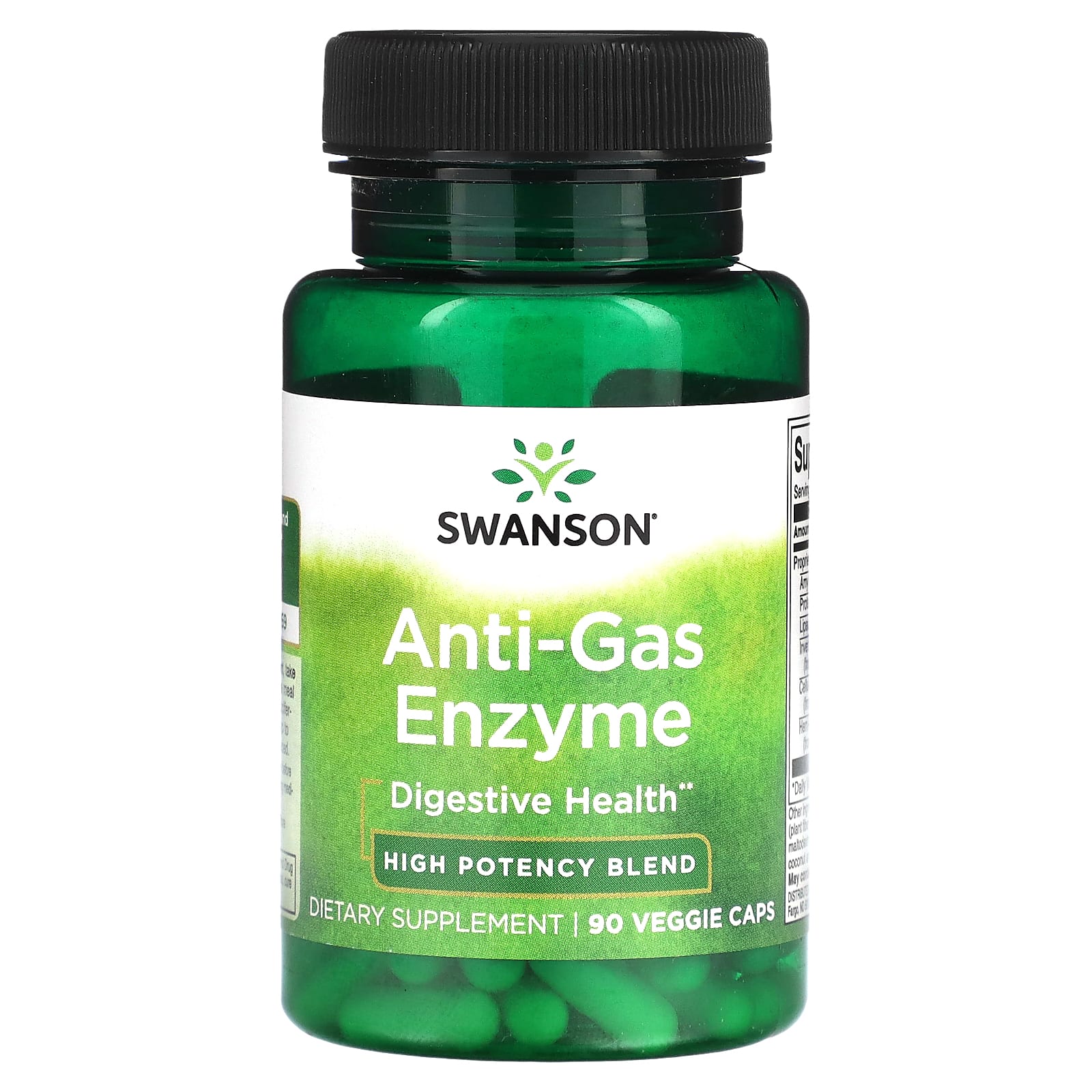 Swanson, Anti-Gas Enzyme, High Potency Blend, 90 Veggie Caps - Image 1