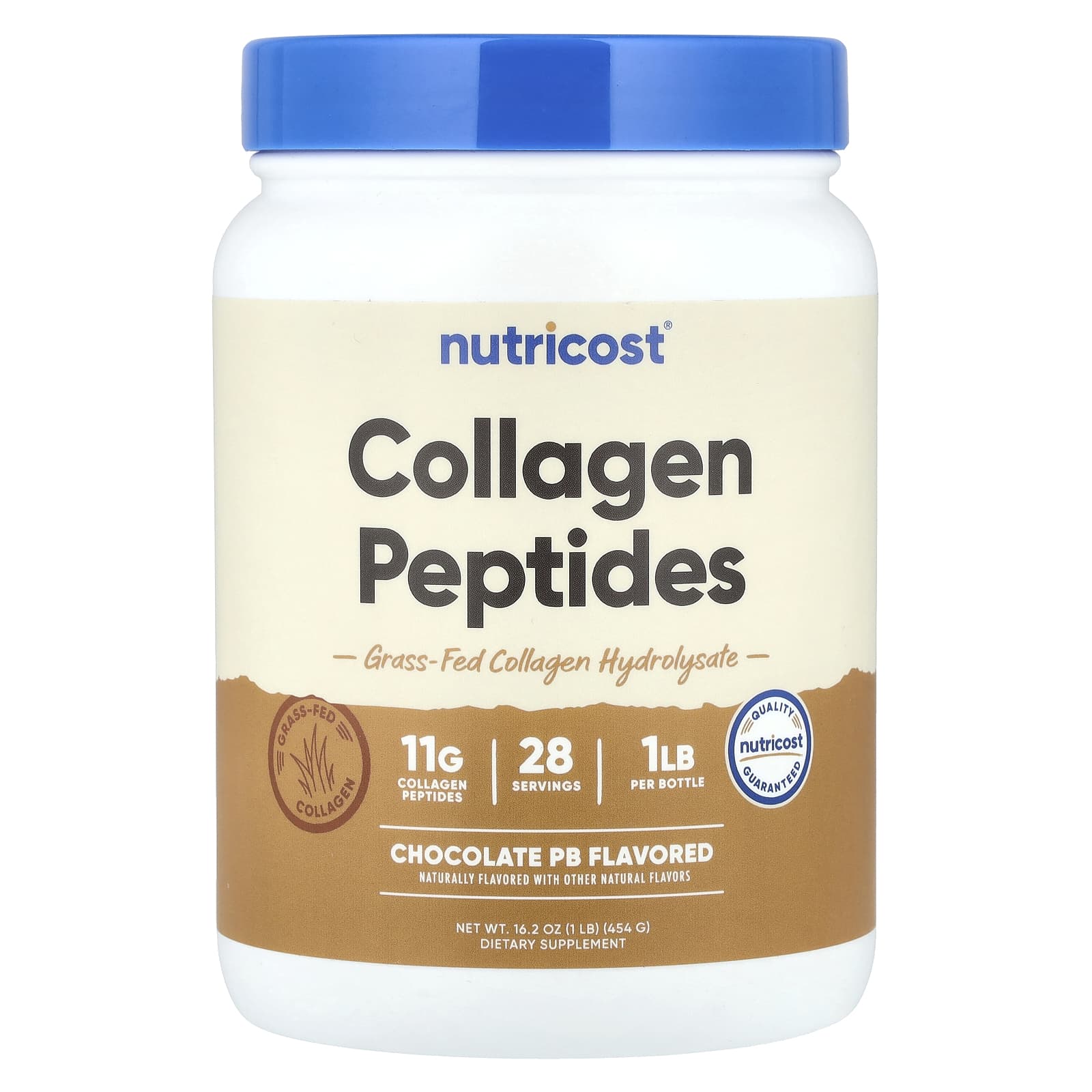 Nutricost, Collagen Peptides, Chocolate PB, 16.2 oz (454 g) - Image 1