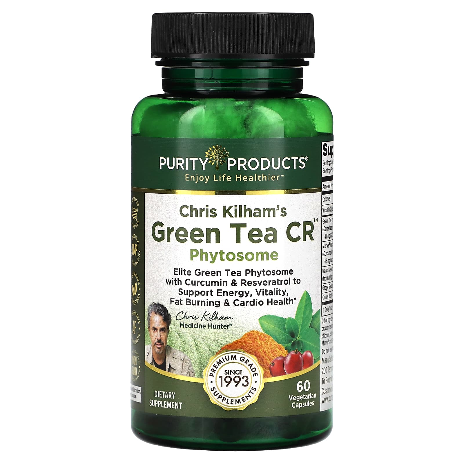 Purity Products, Chris Kilham's Green Tea CR, Phytosome, 60 Vegetarian Capsules - Image 1