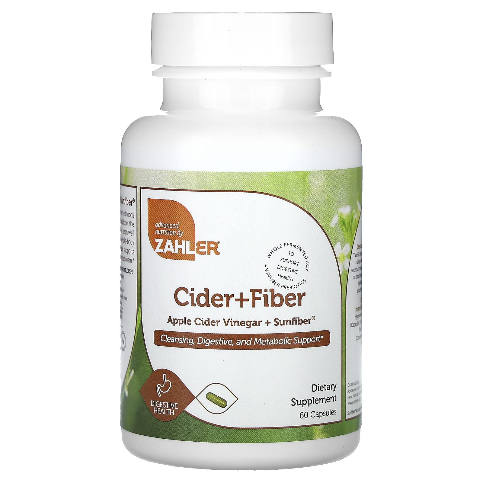 Zahler, Apple Cider Vinegar + Sunfiber, 60 Capsules - Image 1
