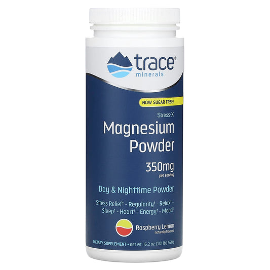 Trace, Stress-X, Magnesium Powder, Raspberry Lemon, 350 mg, 1.01 lb (460 g) - Image 1
