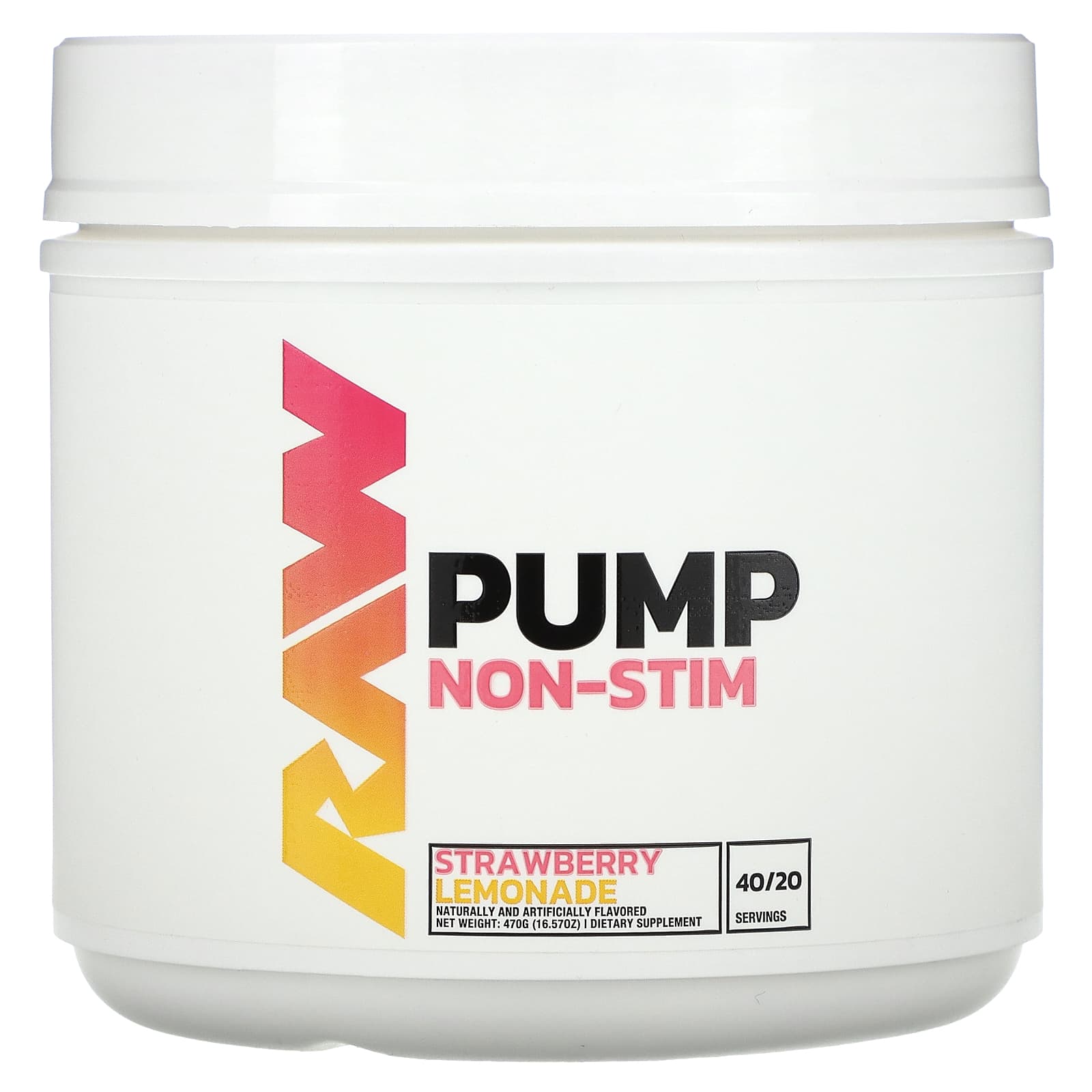 Raw Nutrition, Pump, Non-Stim, Strawberry Lemonade, 16.57 oz (470 g) - Image 1