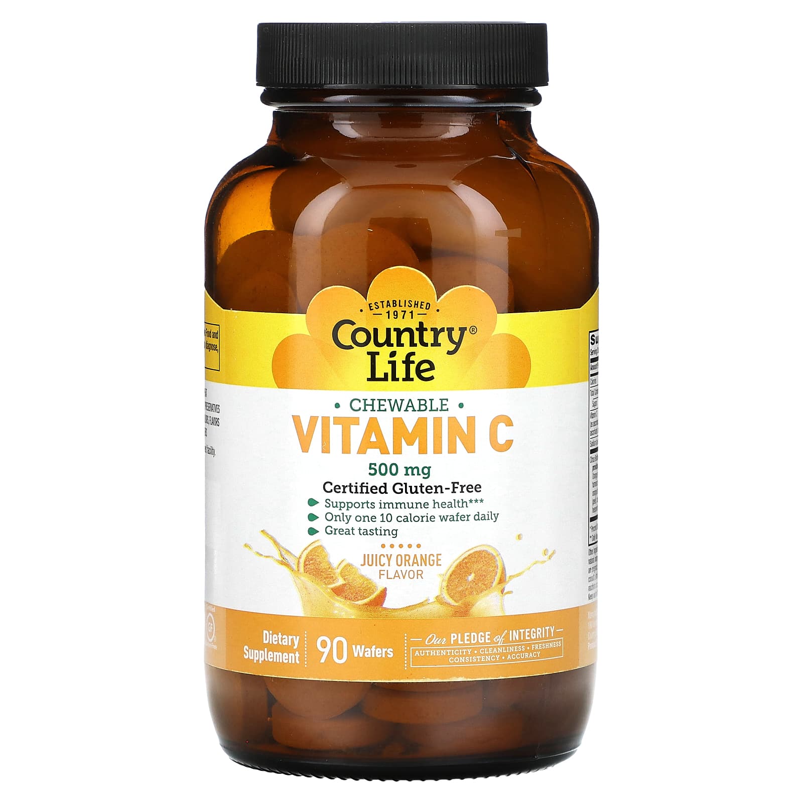 Boost Immune Health with Country Life Juicy Orange Vitamin C Chewables - Image 1