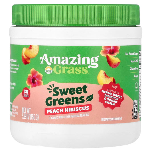 Peach Hibiscus Greens Powder for Energy & Gut Health by Amazing Grass - Image 1