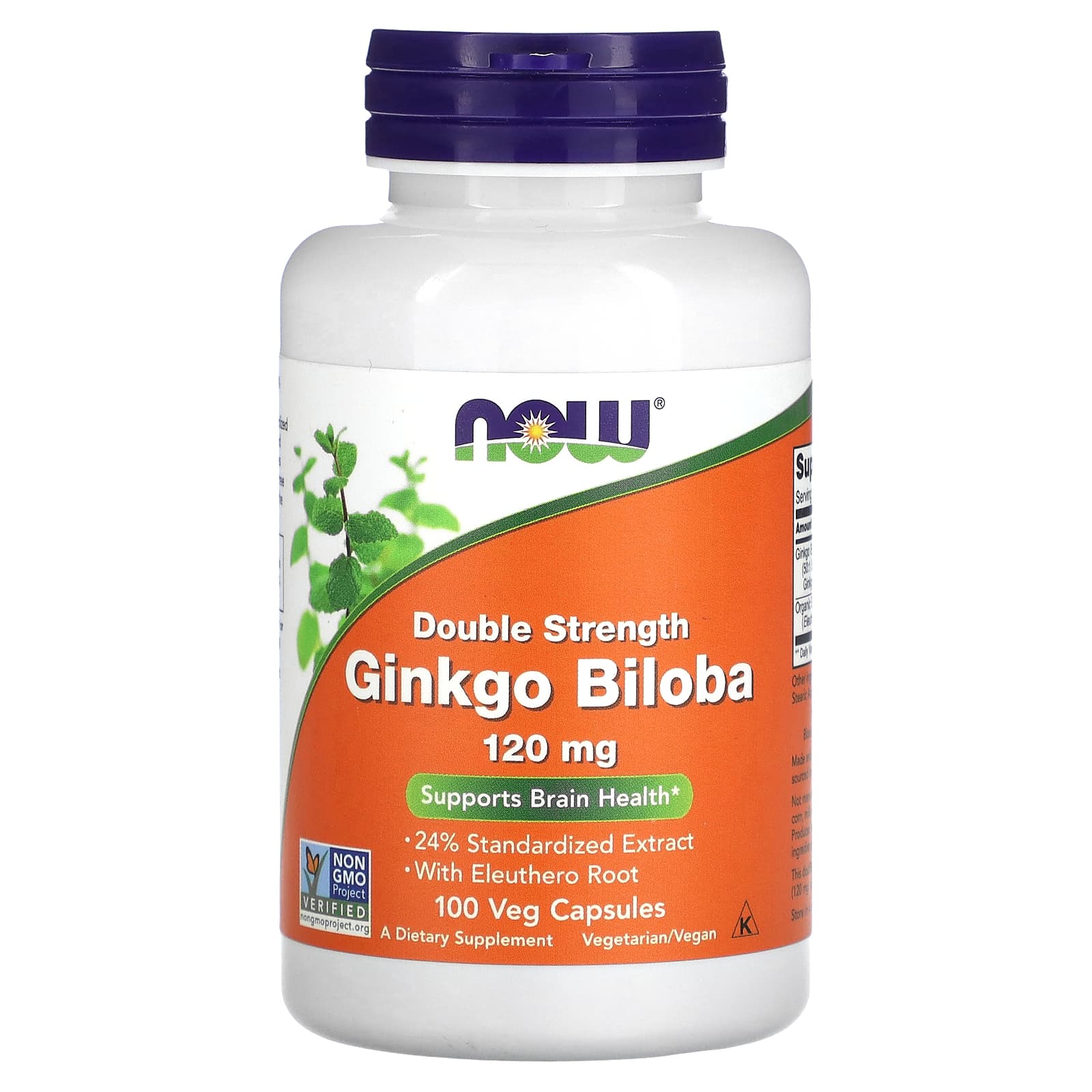 NOW Foods, Double Strength Ginkgo Biloba, 120 mg, 100 Veg Capsules - Image 1
