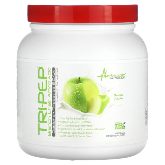 Metabolic Nutrition, Tri-Pep, Branch Chain Amino Acid, Green Apple, 14.1 oz (400 g) - Image 1