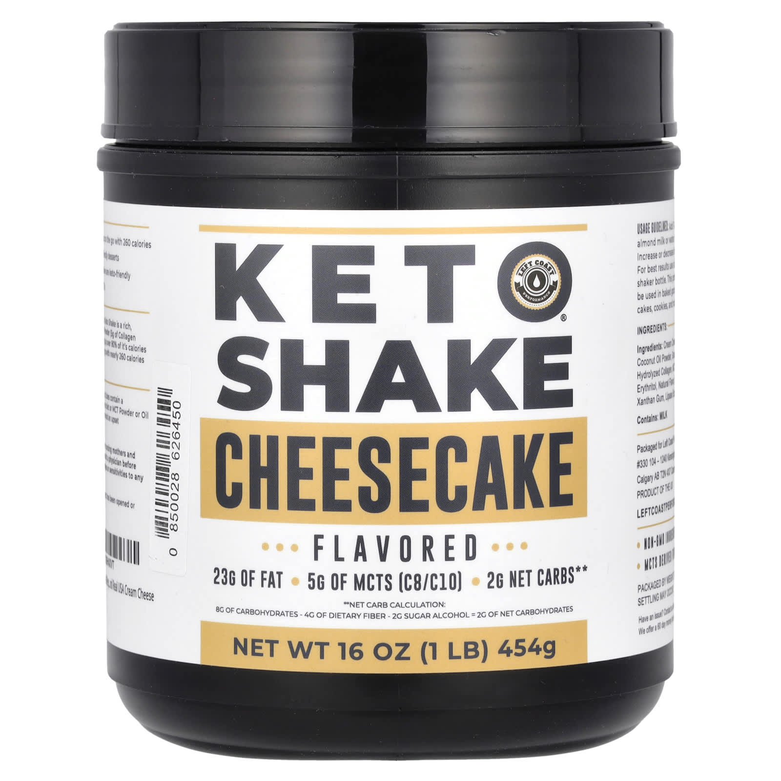 Left Coast Performance, Keto Shake, Cheesecake, 16 oz (454 g) - Image 1