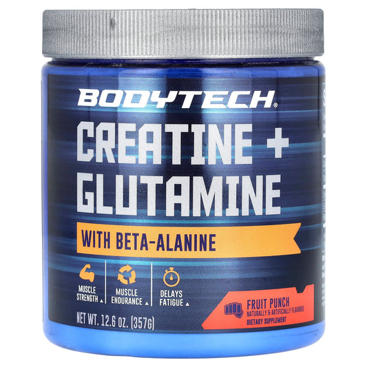 BodyTech, Creatine + Glutamine with Beta-Alanine, Fruit Punch, 12.6 oz (357 g)