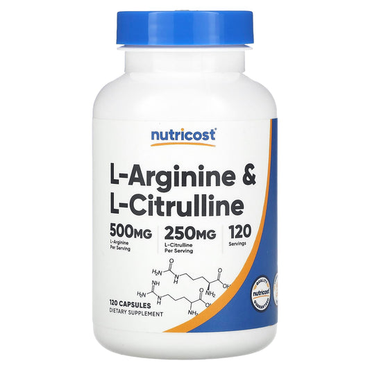 Nutricost, L-Arginine & L-Citrulline, 120 Capsules - Image 1