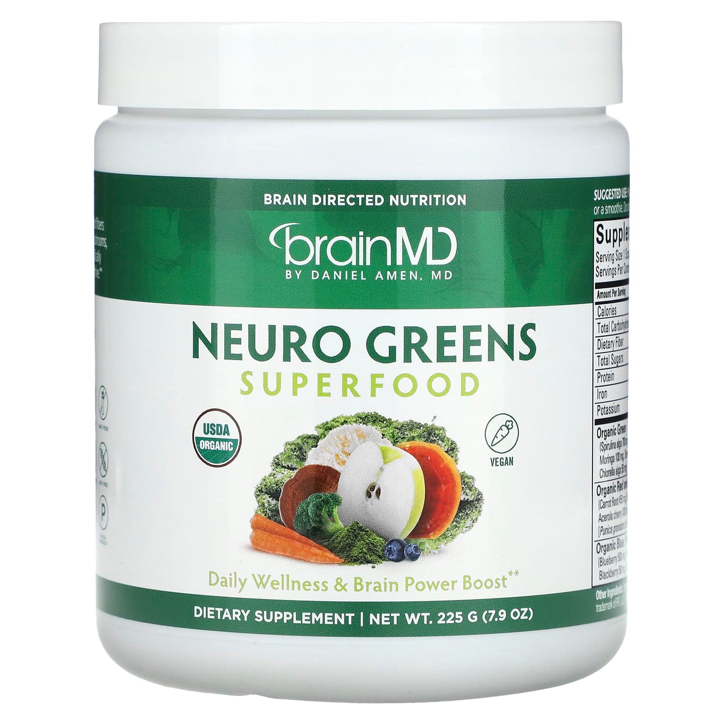 BrainMD Neuro Greens Superfood, 7.9 oz (225g) - USDA Organic & Vegan - Image 1