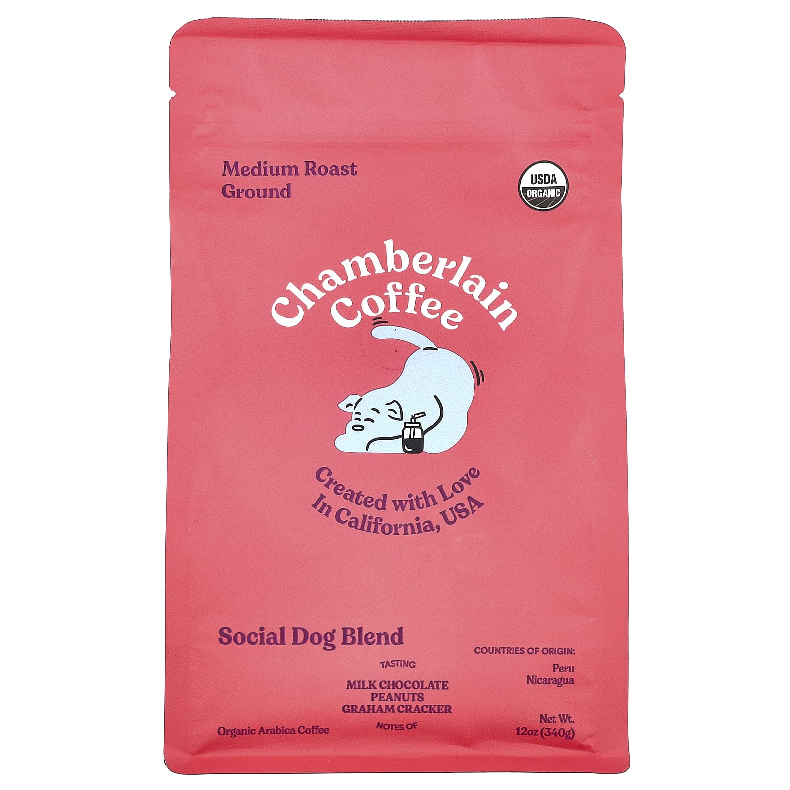 Chamberlain Coffee Social Dog Blend Ground Medium Roast 12oz - Image 1