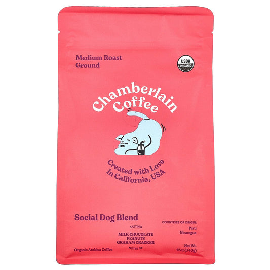 Chamberlain Coffee Social Dog Blend Ground Medium Roast 12oz - Image 1