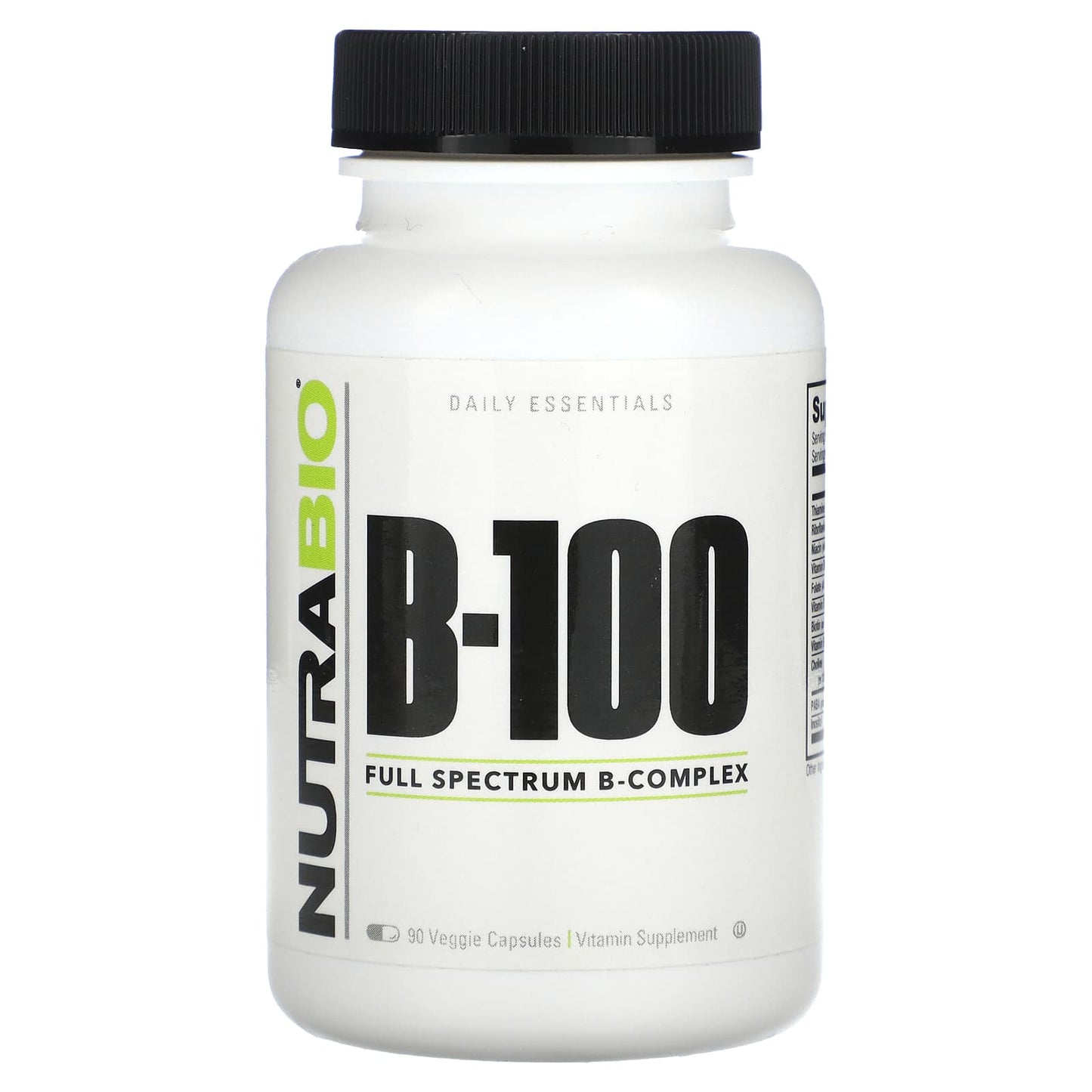 NutraBio, B-100, 90 Veggie Capsules - Image 1