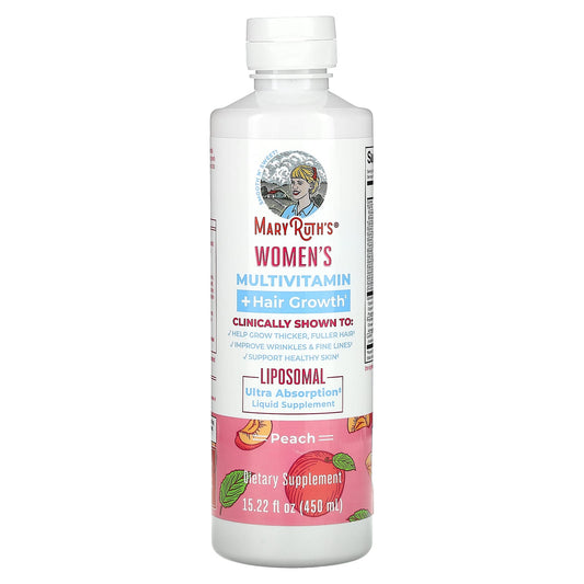MaryRuth's, Women's Multivitamin + Hair Growth, Peach, 15.22 fl oz (450 ml) - Image 1