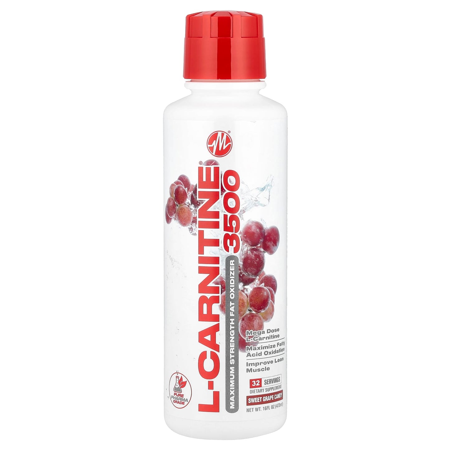 Metabolic Nutrition, L-Carnitine® 3500, Sweet Grape Candy, 16 fl oz (473 ml) - Image 1