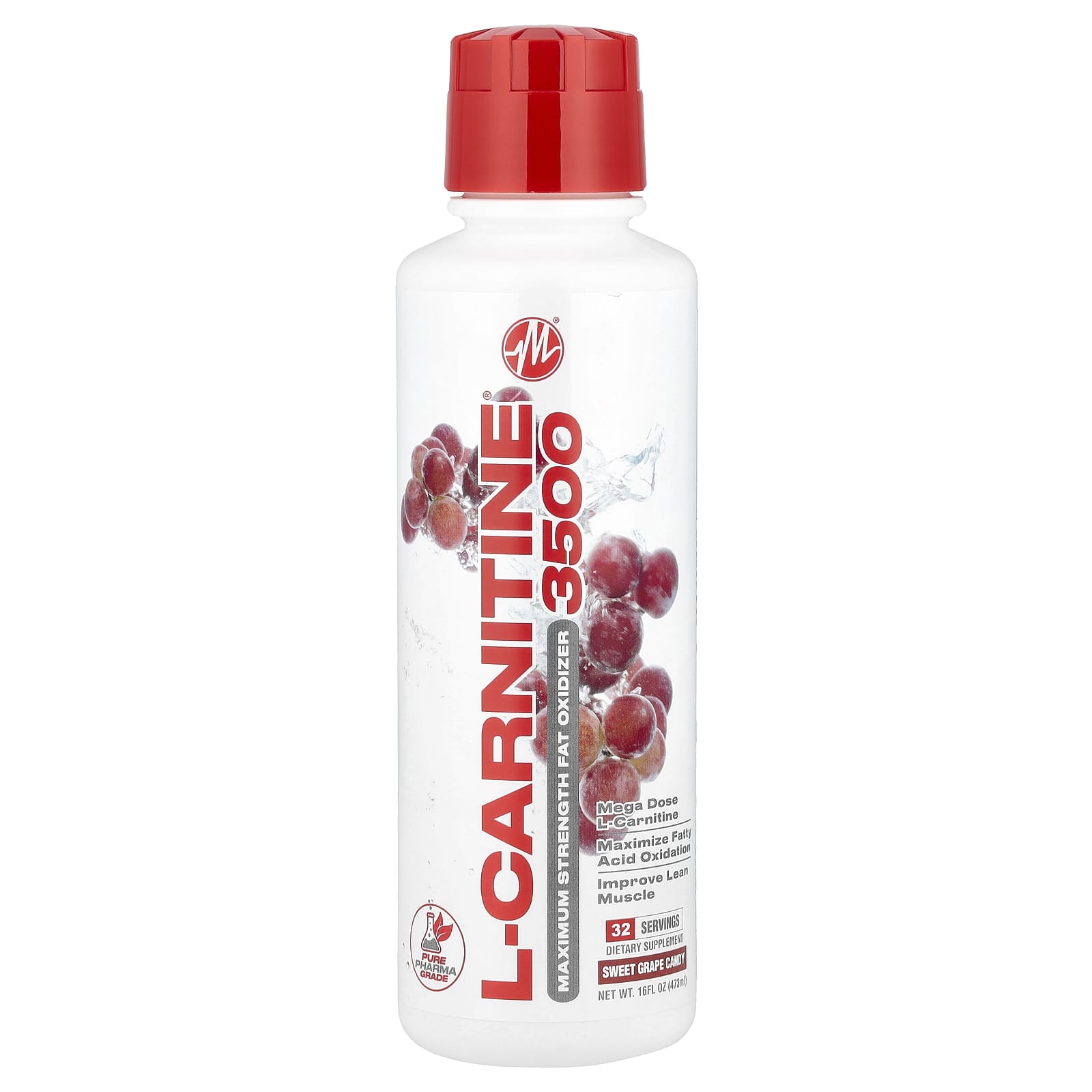 Metabolic Nutrition, L-Carnitine® 3500, Sweet Grape Candy, 16 fl oz (473 ml) - Image 1