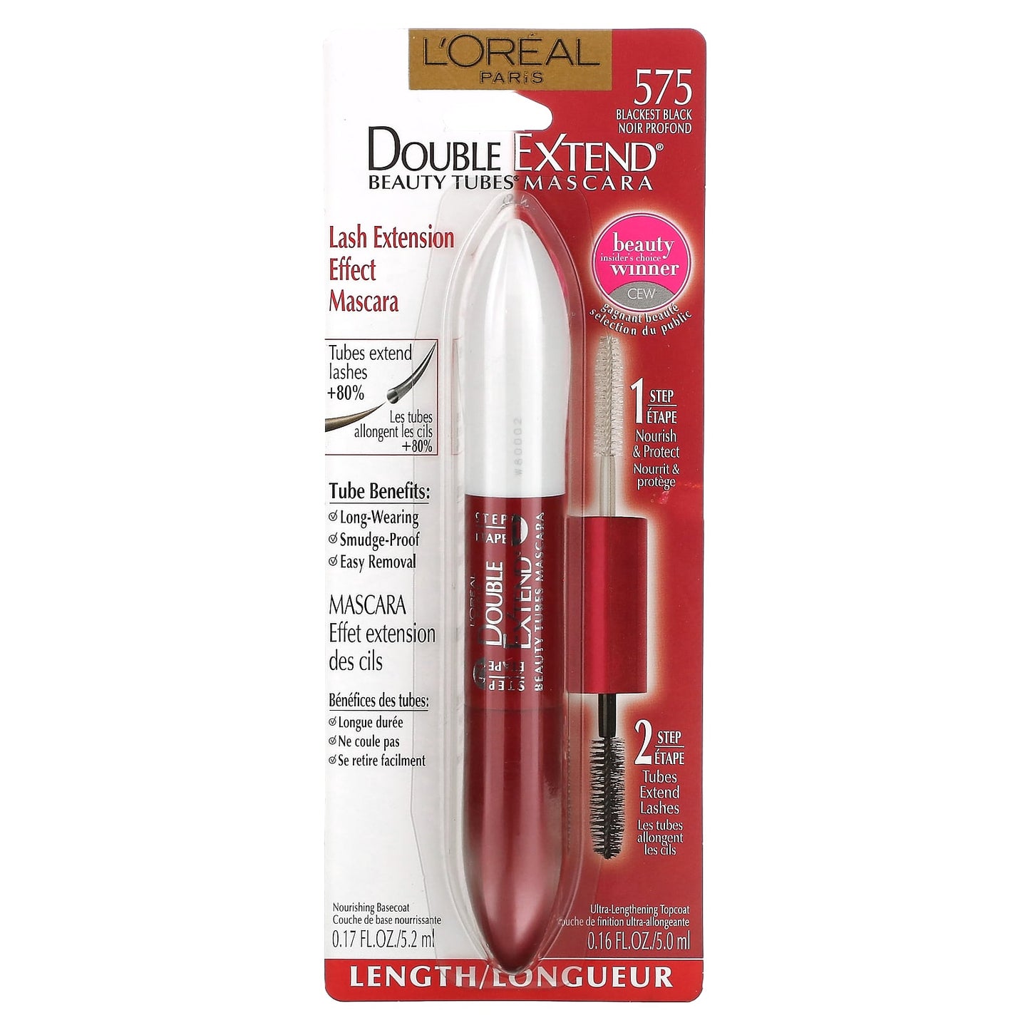 L'Oréal, Double Extend® Beauty Tubes® Mascara, 575 Blackest Black, 0.33 fl oz (10.2 ml) - Image 2