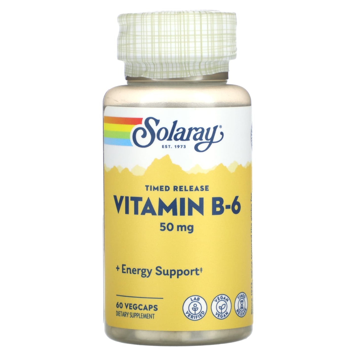 Solaray, Timed Release, Vitamin B-6, 50 mg , 60 VegCaps - Image 1