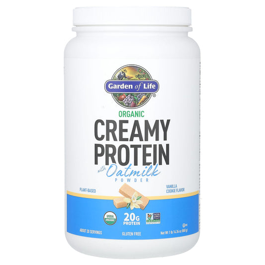 Garden of Life Organic Creamy Plant-Based Protein Powder, Vanilla Cookie, 20g Protein - Image 1