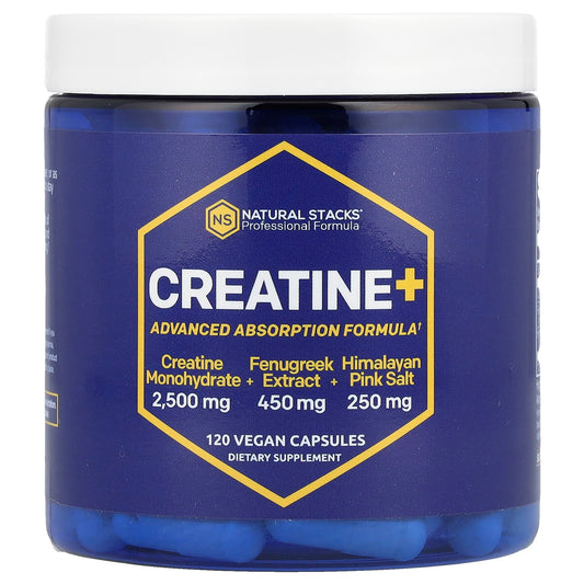 Natural Stacks, Creatine+, 120 Vegan Capsules - Image 1
