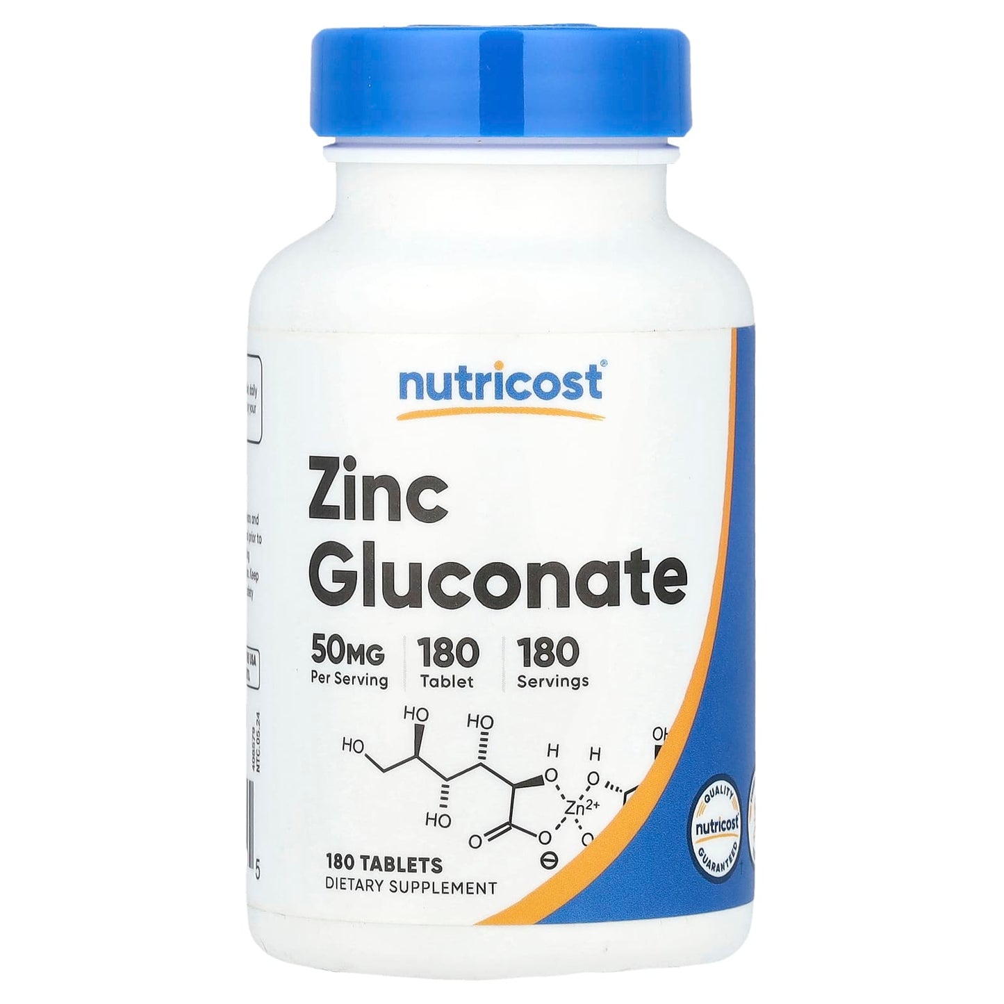 Nutricost, Zinc Gluconate, 50 mg, 180 Tablets - Image 1