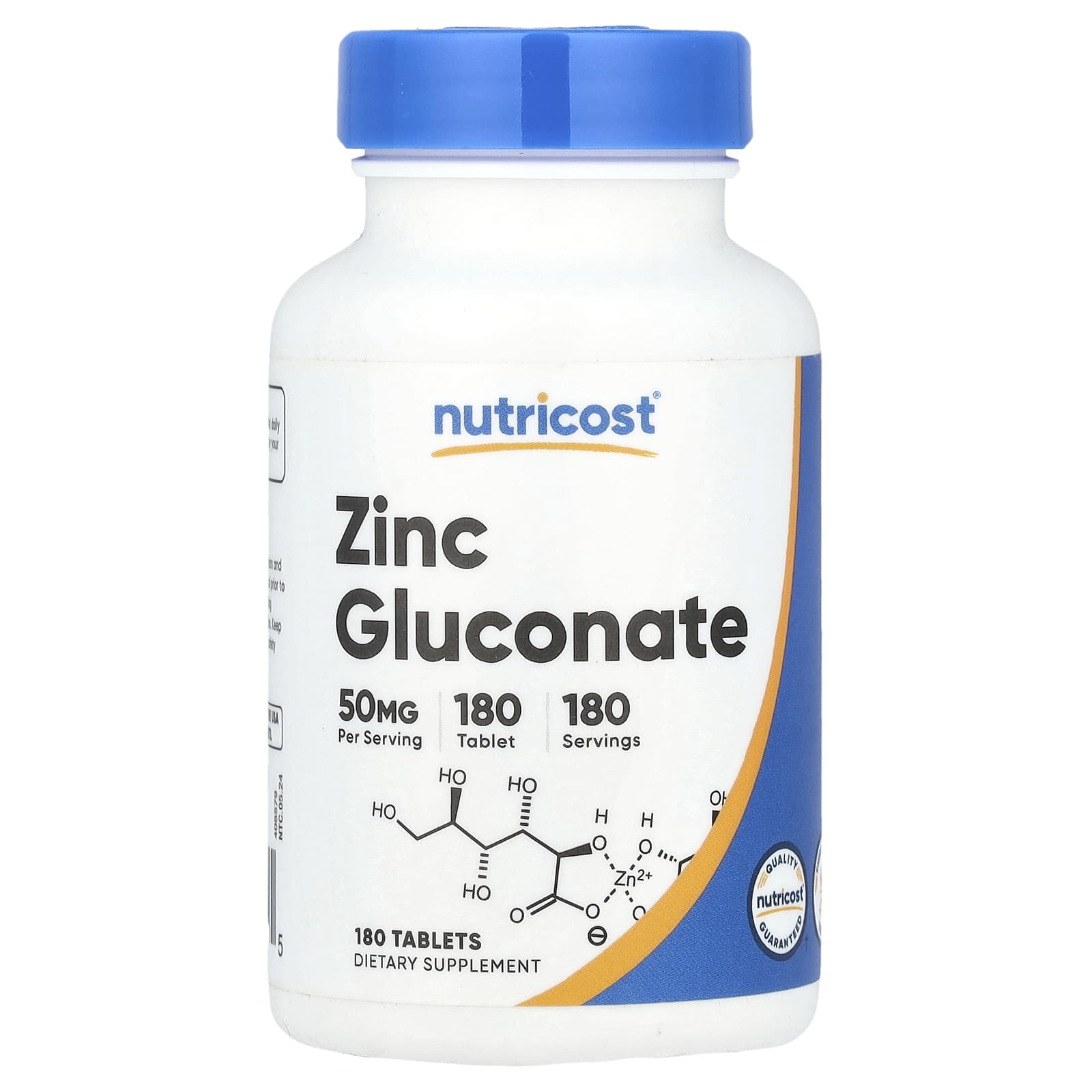 Nutricost, Zinc Gluconate, 50 mg, 180 Tablets - Image 1