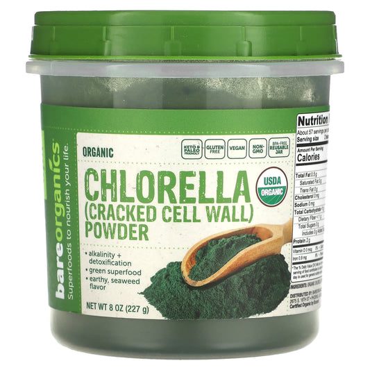 Organic Chlorella Powder for Detoxification & Alkalinity - BareOrganics - Image 1