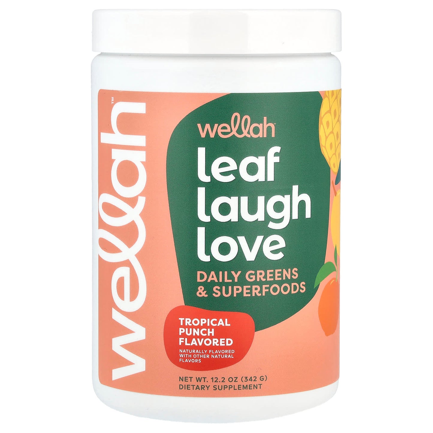 Wellah, Leaf Laugh Love, Daily Greens & Superfood, Tropical Punch , 12.2 oz (342 g) - Image 1