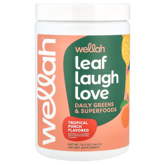 Wellah, Leaf Laugh Love, Daily Greens & Superfood, Tropical Punch , 12.2 oz (342 g) - Image 1