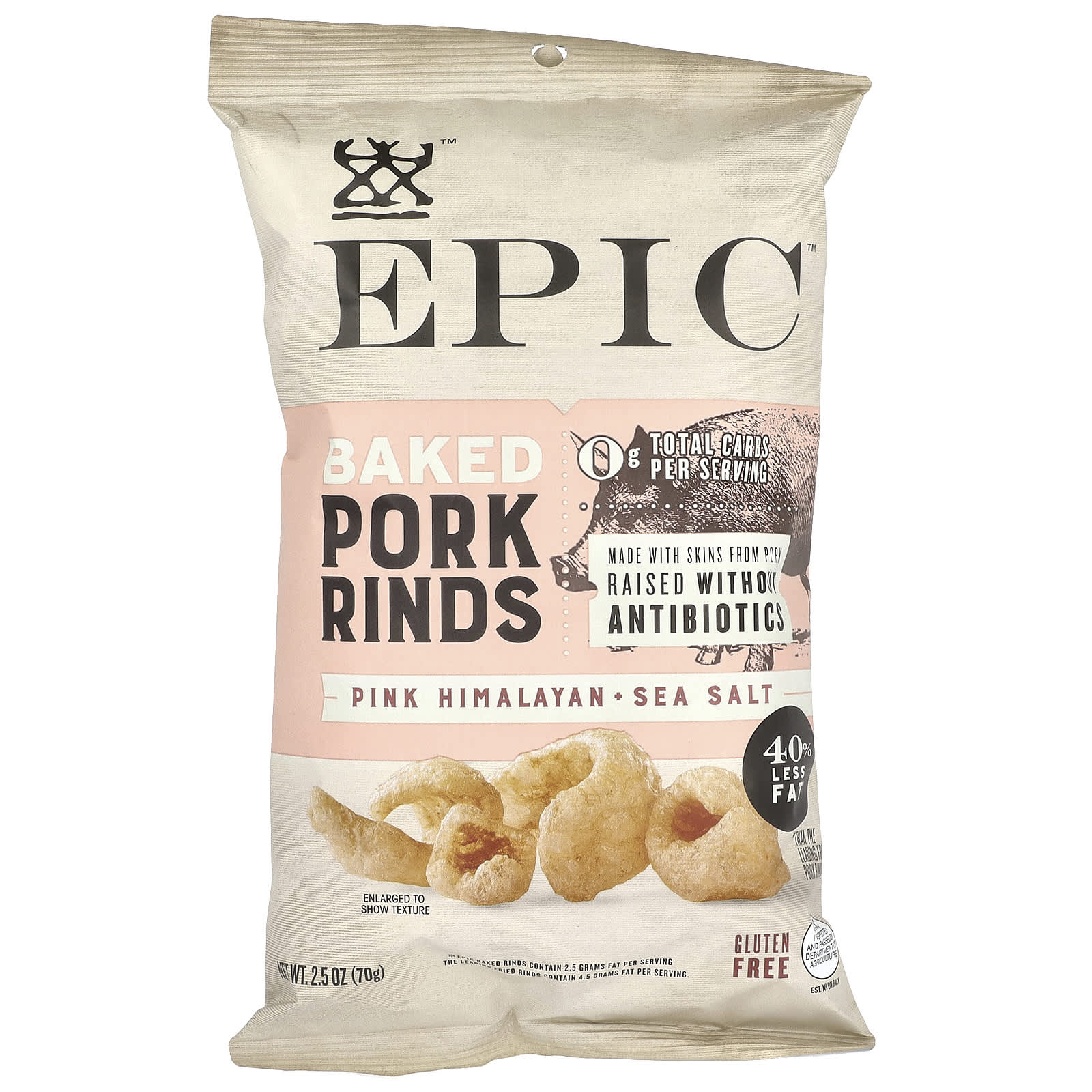 Baked Pork Rinds with Pink Himalayan & Sea Salt by Epic Bar - Image 1