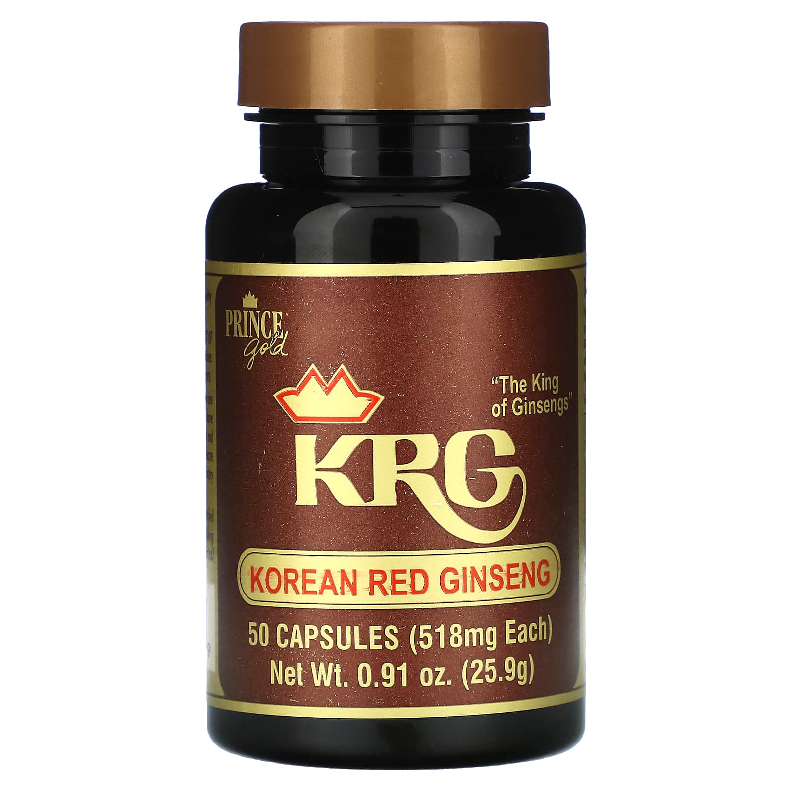 Prince of Peace, Prince Gold, Korean Red Ginseng, 518 mg, 50 Capsules - Image 1