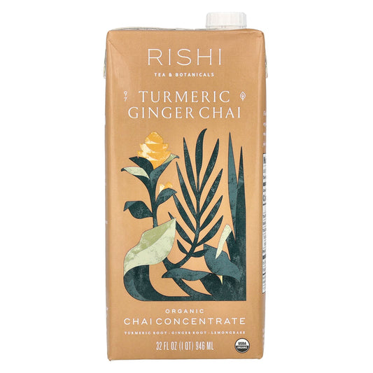 Rishi Tea, Organic Chai Concentrate, Turmeric Ginger Chai, Caffeine Free, 32 fl oz (946 ml) - Image 1