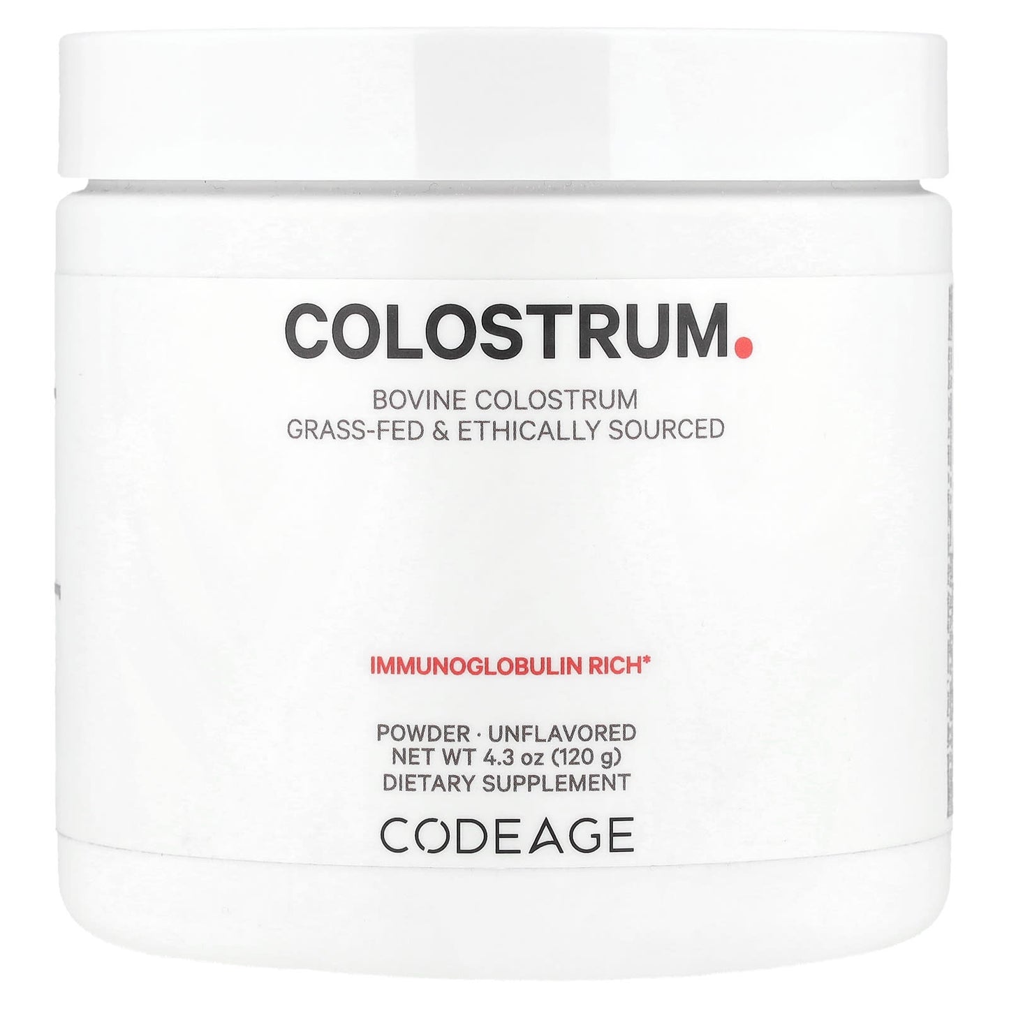 Codeage Bovine Colostrum Powder, Unflavored, 120g, Grass-Fed & Ethically Sourced - Image 1