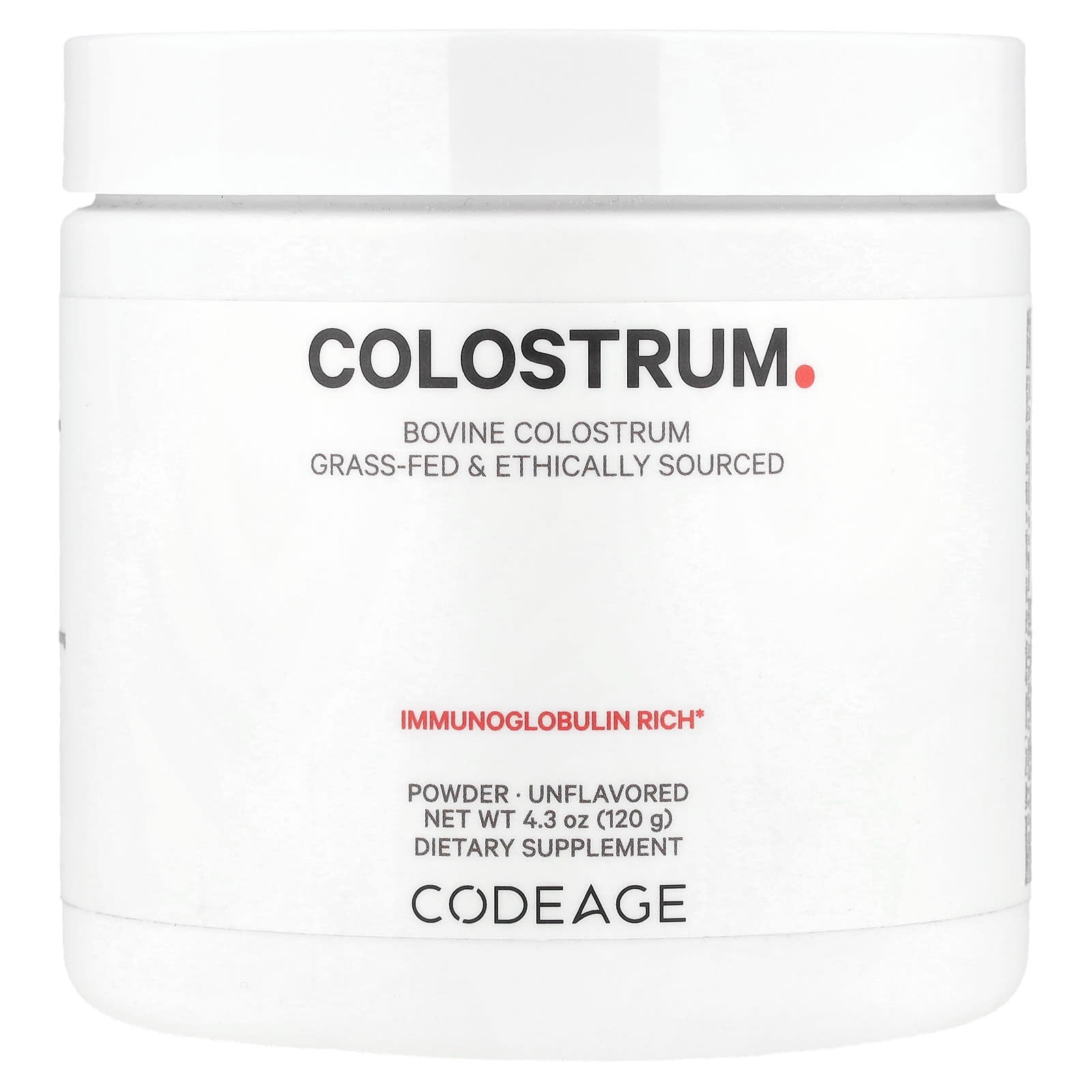 Codeage Bovine Colostrum Powder, Unflavored, 120g, Grass-Fed & Ethically Sourced - Image 1