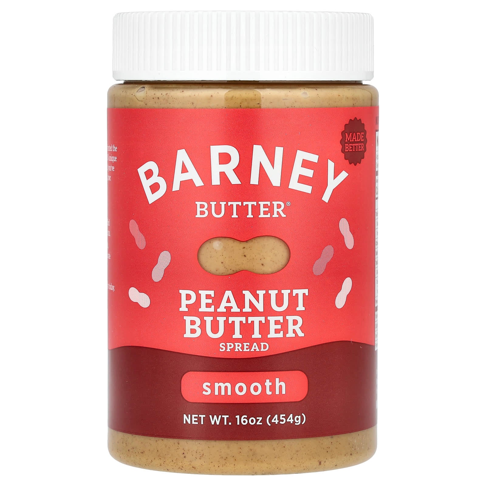 Barney Butter Smooth Peanut Butter Spread, 16 oz, Non-GMO, Vegan - Image 1