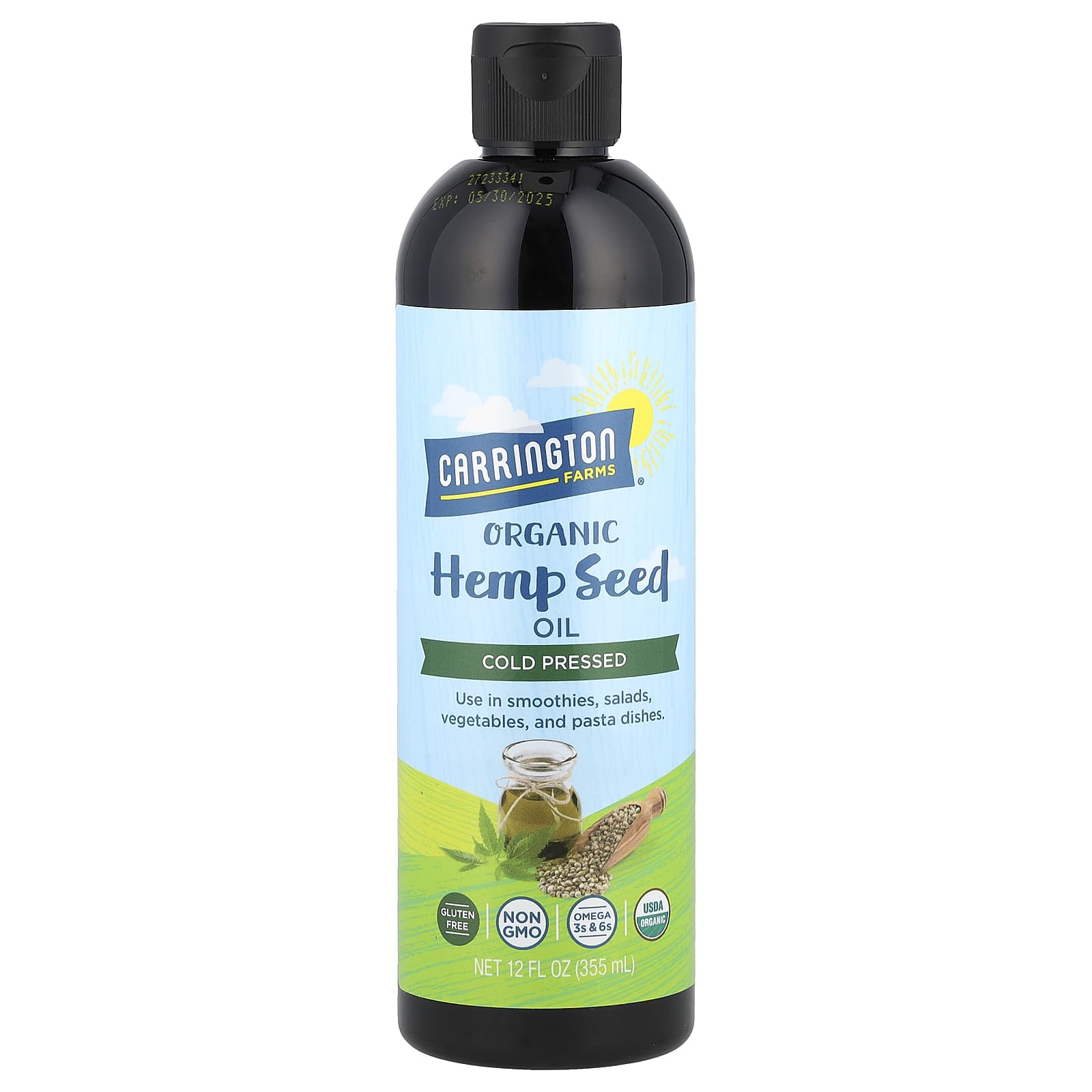 Cold Pressed Organic Hemp Seed Oil by Carrington Farms, 12 fl oz - Image 1