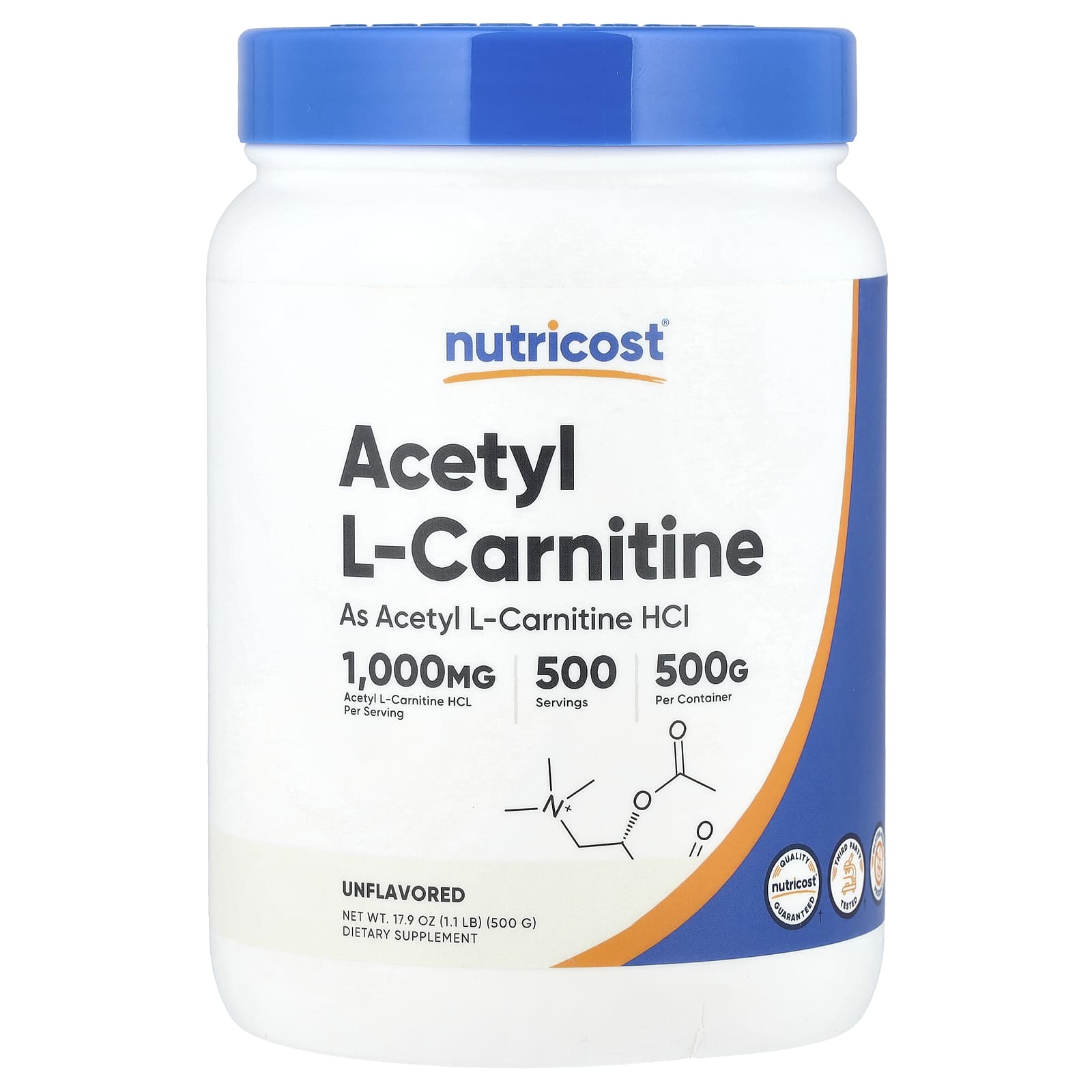 Nutricost, Acetyl L-Carnitine, Unflavored , 1.1 lb (500 g) - Image 1