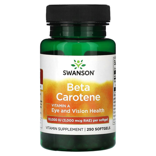 Swanson, Beta Carotene, 10,000 IU (3,000 mcg RAE), 250 Softgels - Image 1